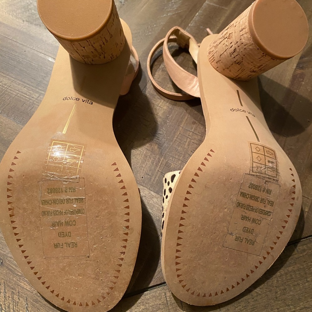 Dolce Vita Leopard Calf Hair Sandals - Picture 4 of 5